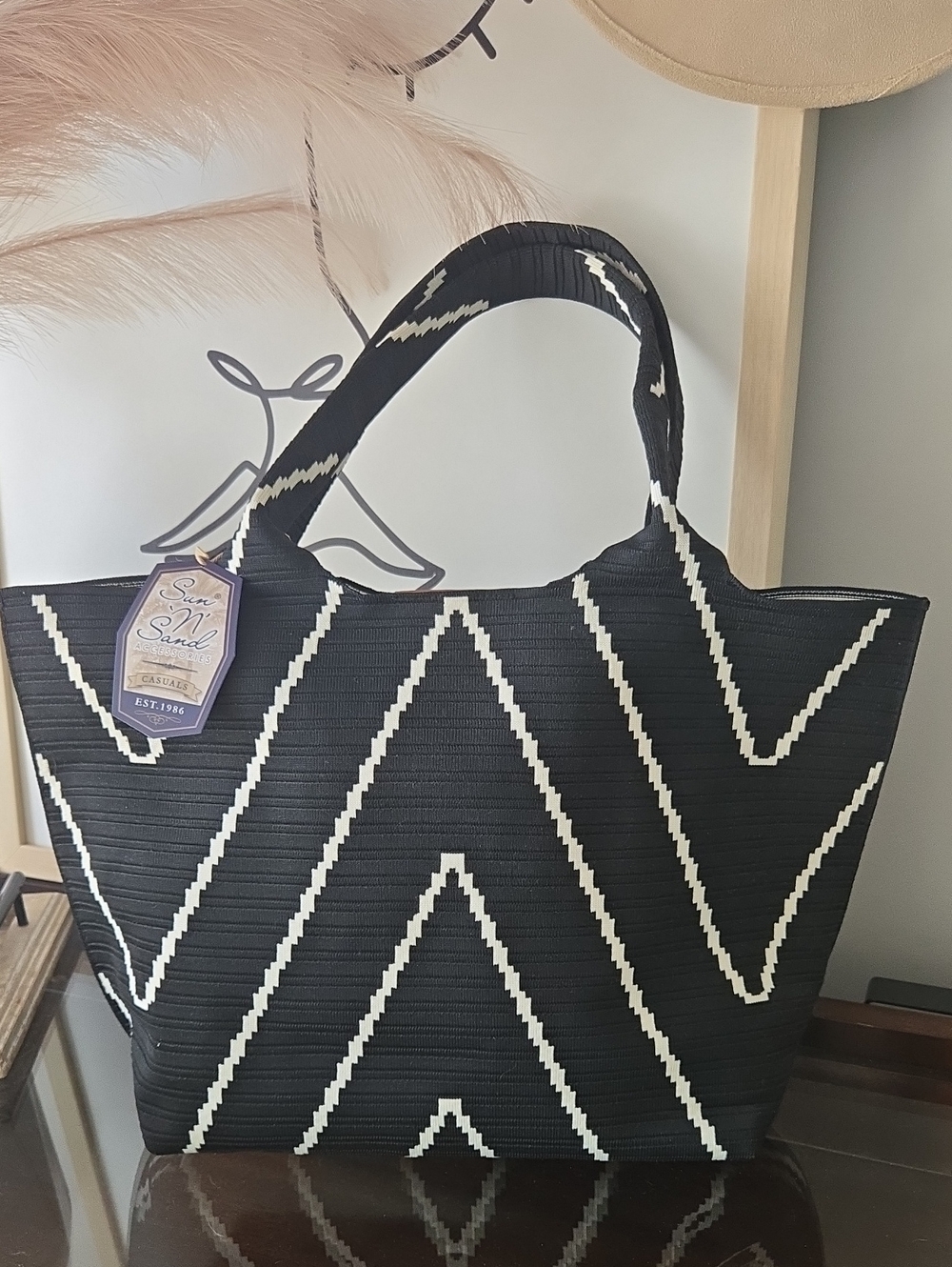 Black & White Chevron Tote Bag - Stylish Everyday Carry